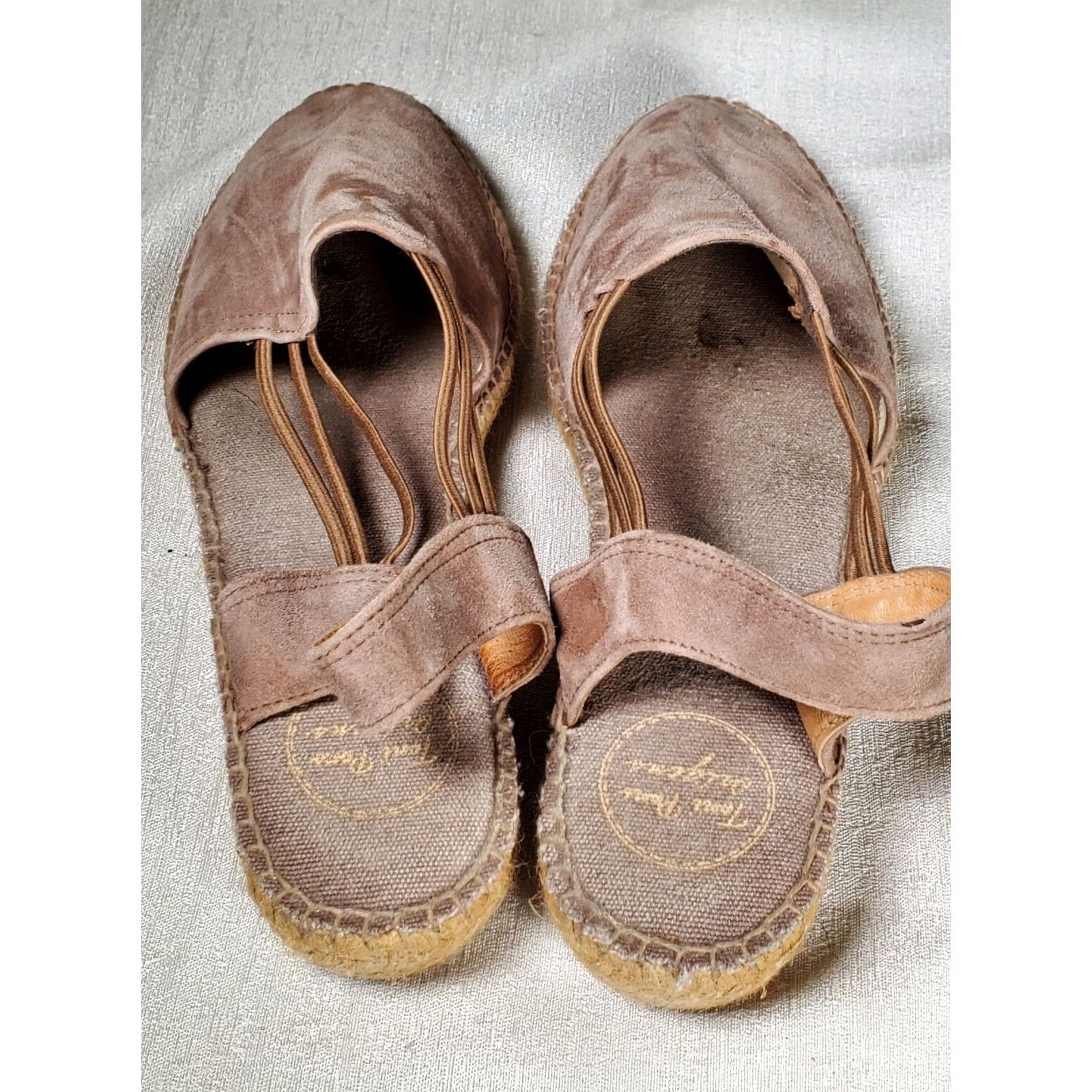 Vintage Toni Pons NURIA Espadrilles Taupe Suede Low Wedge Elastic Straps Women's US 11.5 EU 42 Shoes Size US 12 / IT 42 - 6 Thumbnail