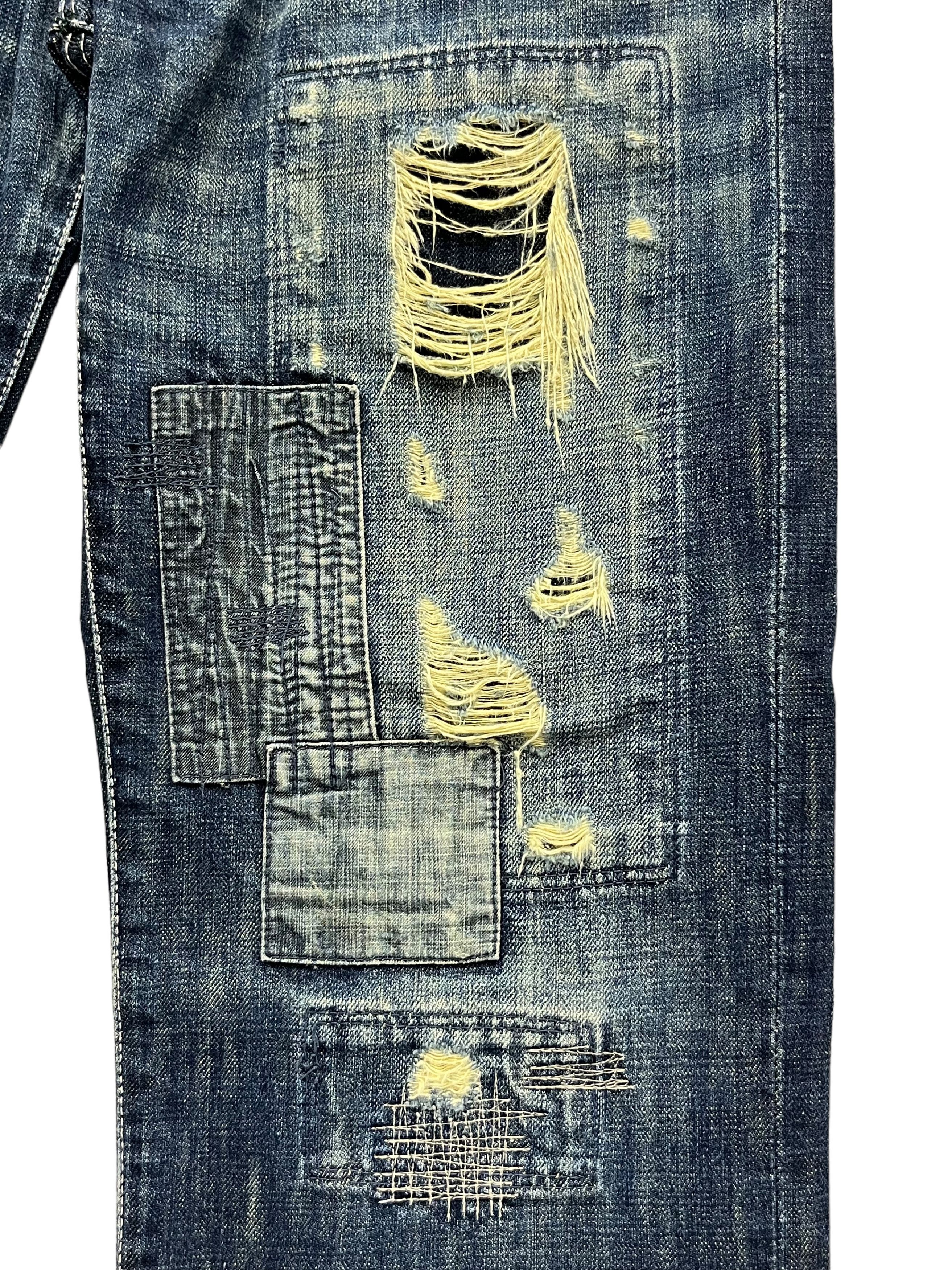 Global Work 🔥GRUNGE KurtCobain Inspired Boro Patchwork Undercover Style Size US 31 - 3 Thumbnail