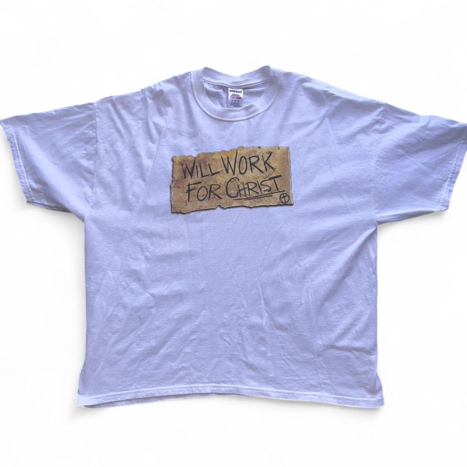 Jerzees Vintage Will Work For Christ Sign Religious Christian Shirt Size US M / EU 48-50 / 2 - 1 Thumbnail