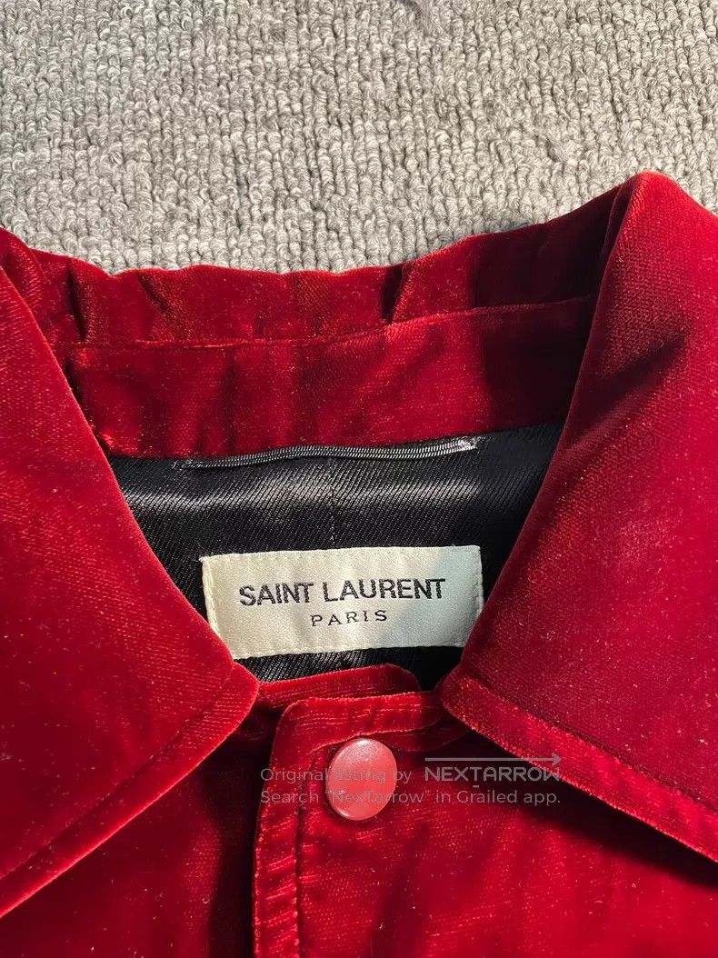 Saint Laurent Paris Saint Laurent Paris Red Velvet Beaded Music Note Jacket Size US XS / EU 42 / 0 - 6 Thumbnail