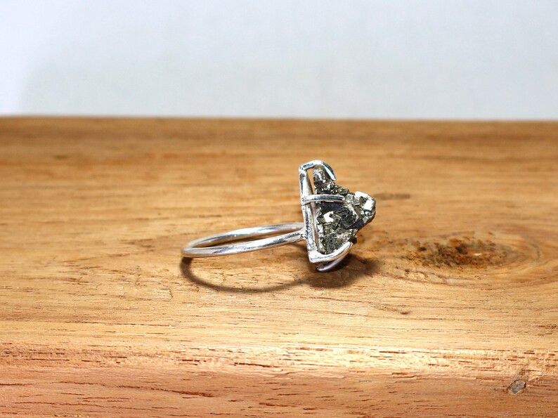 Handmade Handmade Pyrite Sterling Silver Ring: Rough Stone Jewelry Size ONE SIZE - 5 Thumbnail