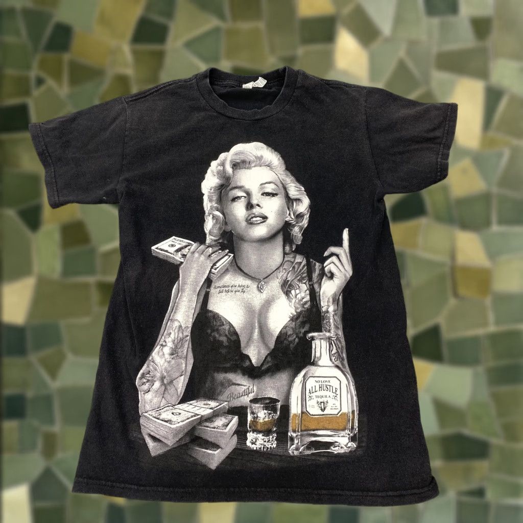 Vintage Vtg Marilyn Monroe All Hustle No Love Shirt Mens Small Black Pinup Tequila Tee Size US S / EU 44-46 / 1 - 1 Thumbnail