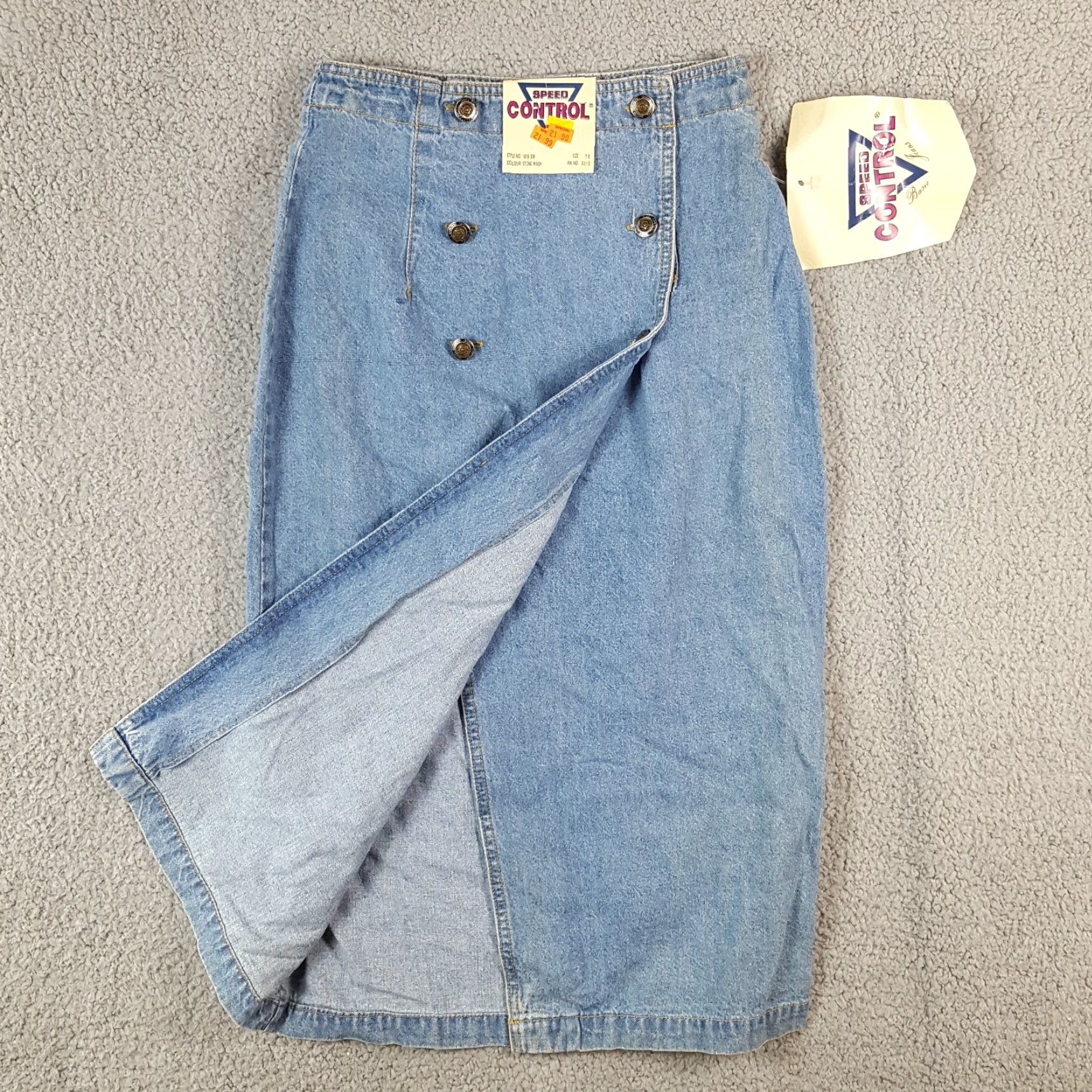 Denime Vintage 80s Denim Pencil Midi Women's Size 7/8 Retro Western Jean Skirt Button Size 30" / US 8 / IT 44 - 5 Thumbnail