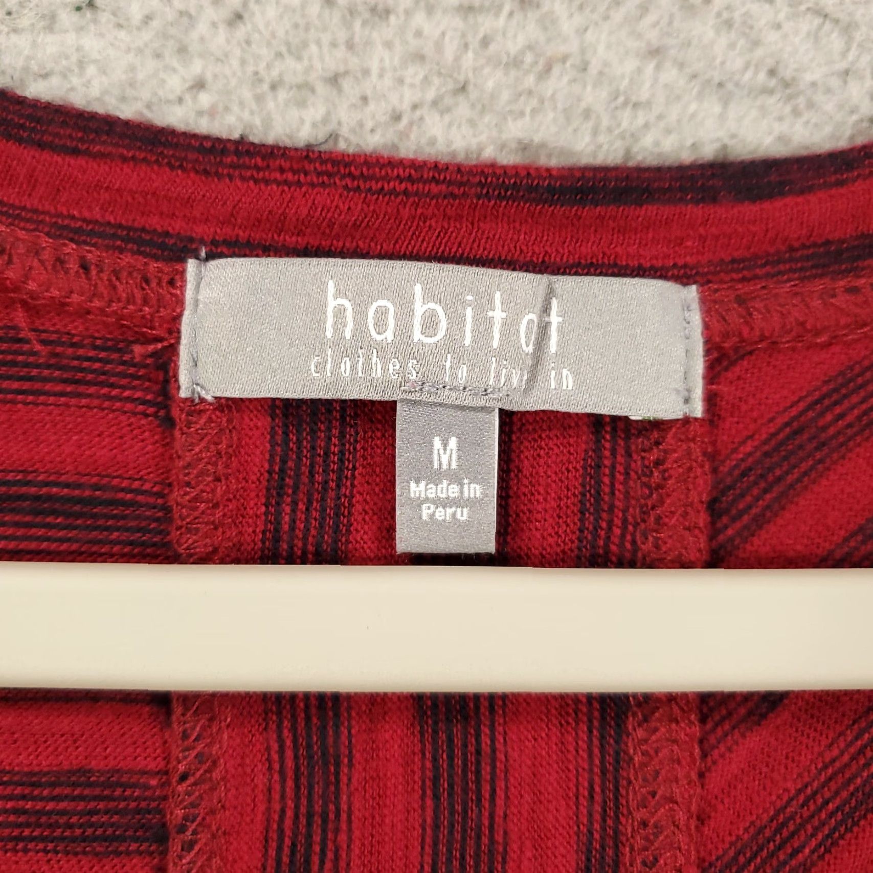 Habitat Habitat Womens Blouse Medium Red Black Asymmetric Hem Striped Shirt Size M / US 6-8 / IT 42-44 - 5 Thumbnail
