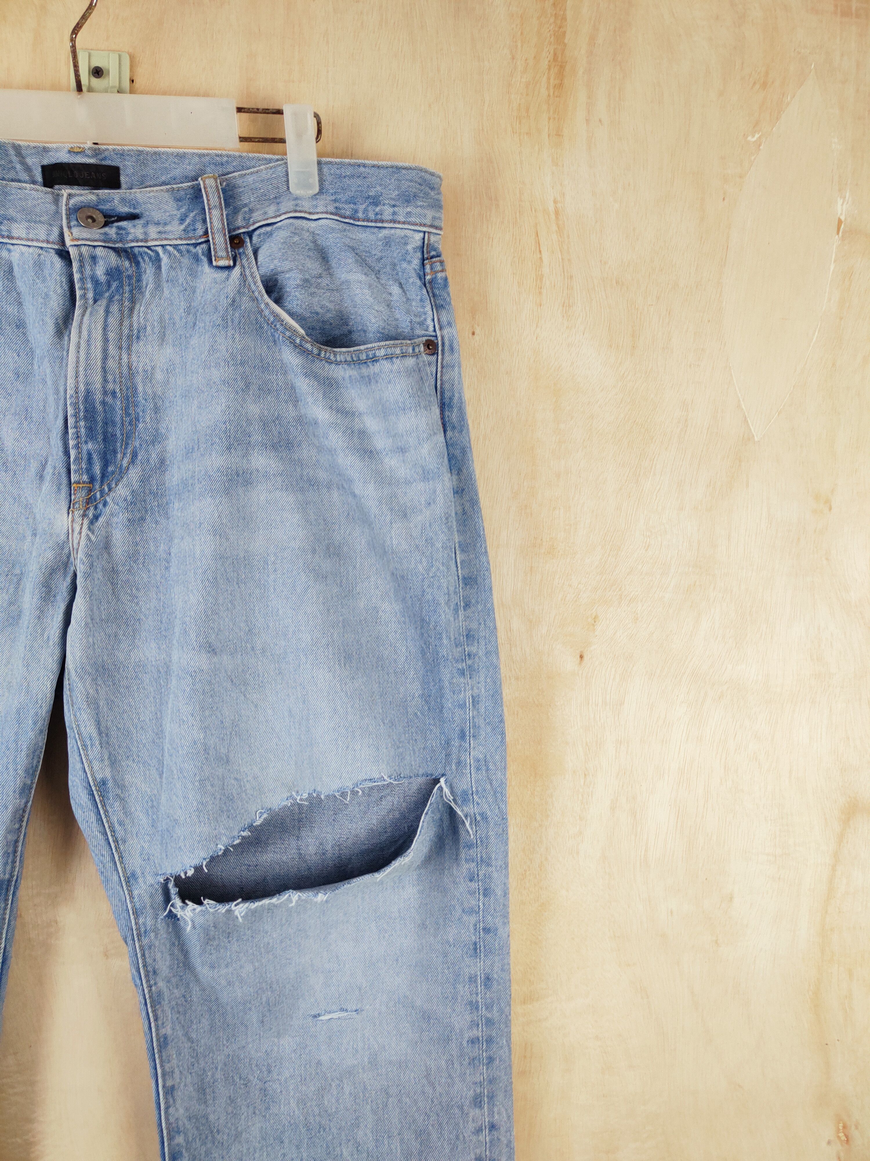 Japanese Brand Uniqlo Blue Distressed Ripped Jeans #S2657 Size US 38 / EU 54 - 5 Thumbnail