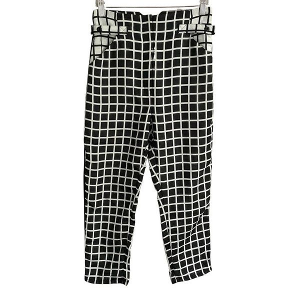 Designer Kaelen NYC Black White Grid Pattern Cropped Pants - 4 Size 27" / US 4 / IT 40 - 2 Thumbnail