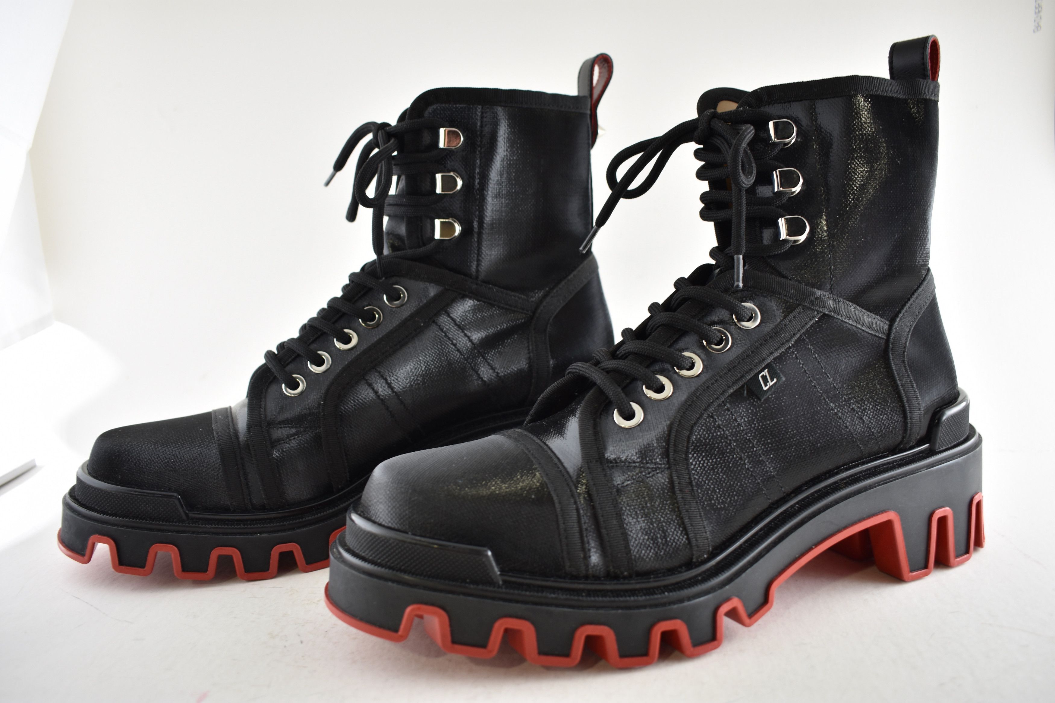 Christian Louboutin Mens Panaroot Dune Flat Black Combat Lace Up Boot 43.5 10.5 Size US 10.5 / EU 43-44 - 15 Thumbnail