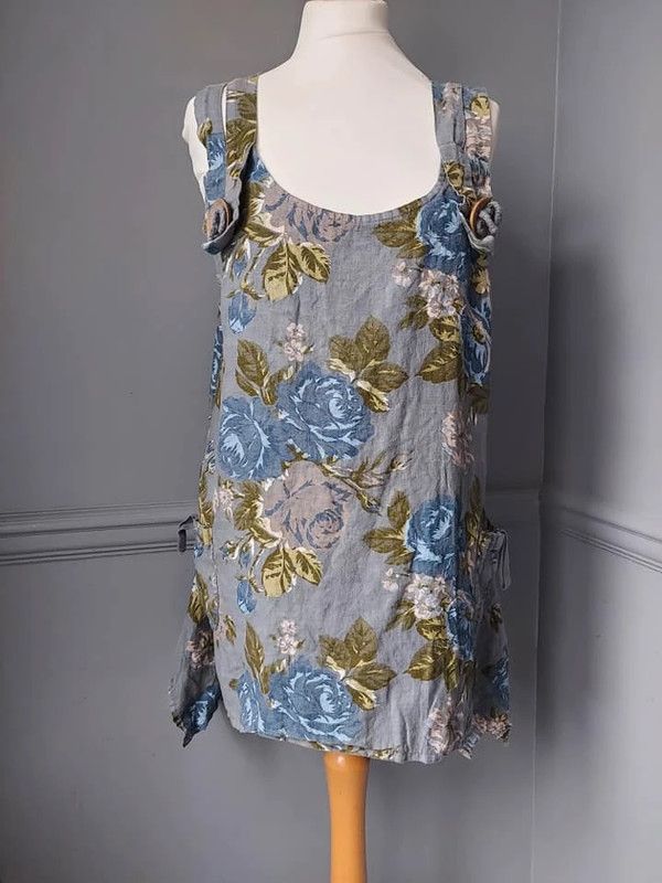 Vintage Linen top floral print 14 16 Size XL / US 12-14 / IT 48-50 - 1 Thumbnail