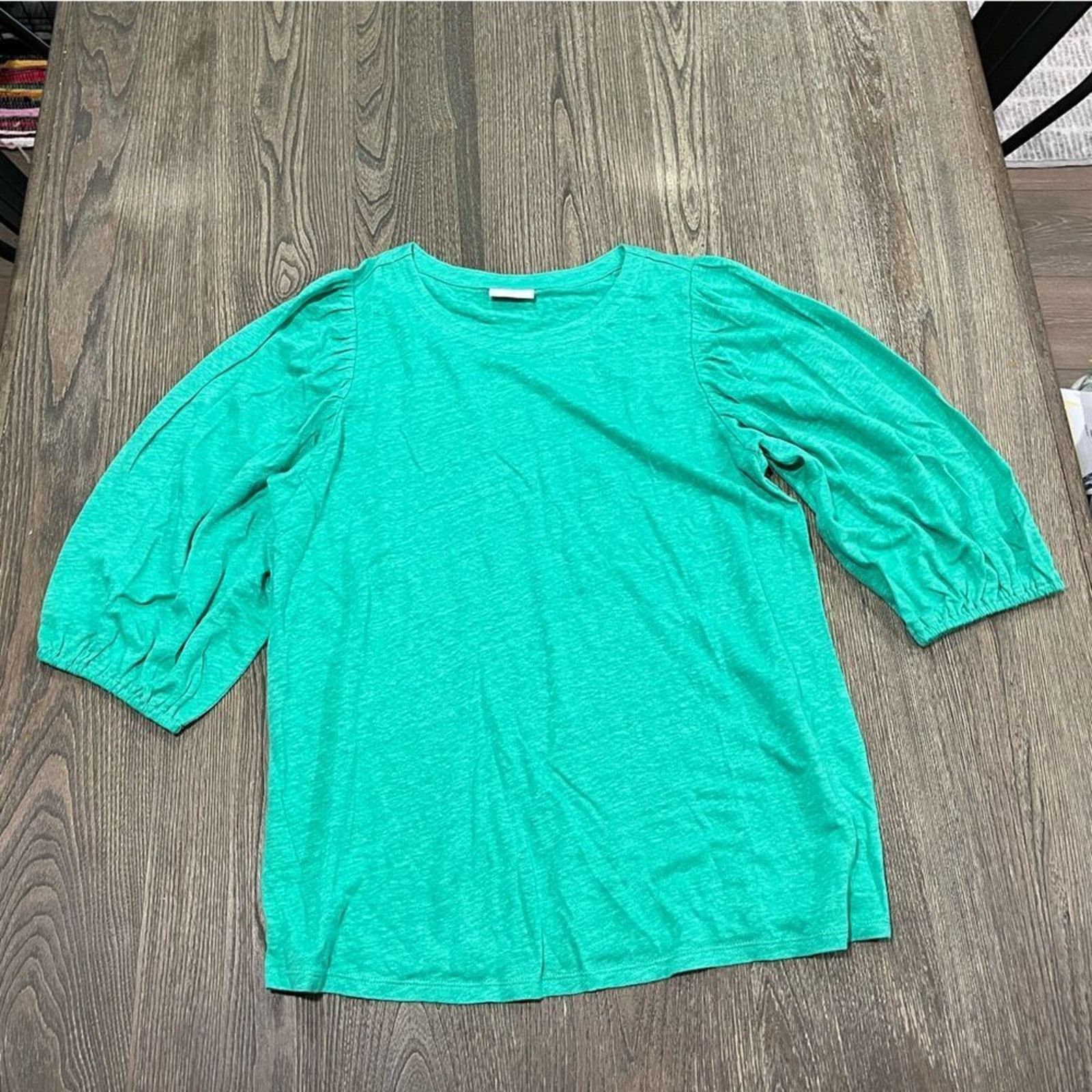 J. Jill NWOT J. Jill Linen Peasant Top Round Neck Pullover Green M Size M / US 6-8 / IT 42-44 - 1 Thumbnail