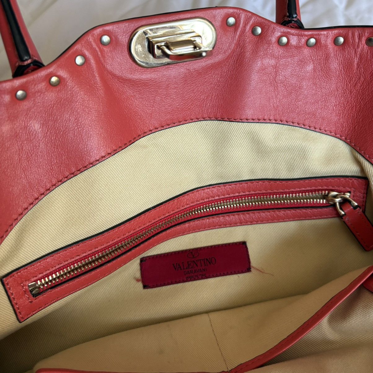 Valentino Valentino Rockstud Coral Red Top Handle and Crossbody Bag Size ONE SIZE - 7 Thumbnail