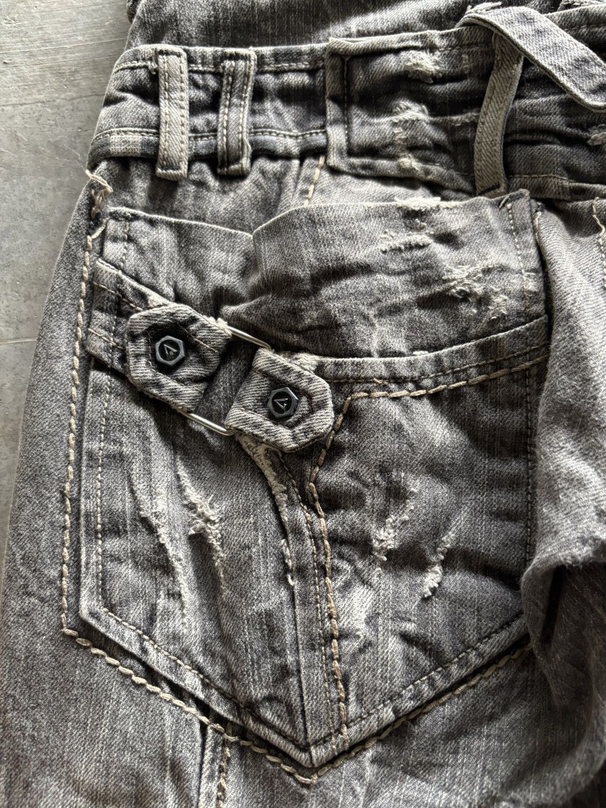 Japanese Brand Distressed double waist lace up jeans punk grungy stye Size US 32 / EU 48 - 18 Thumbnail