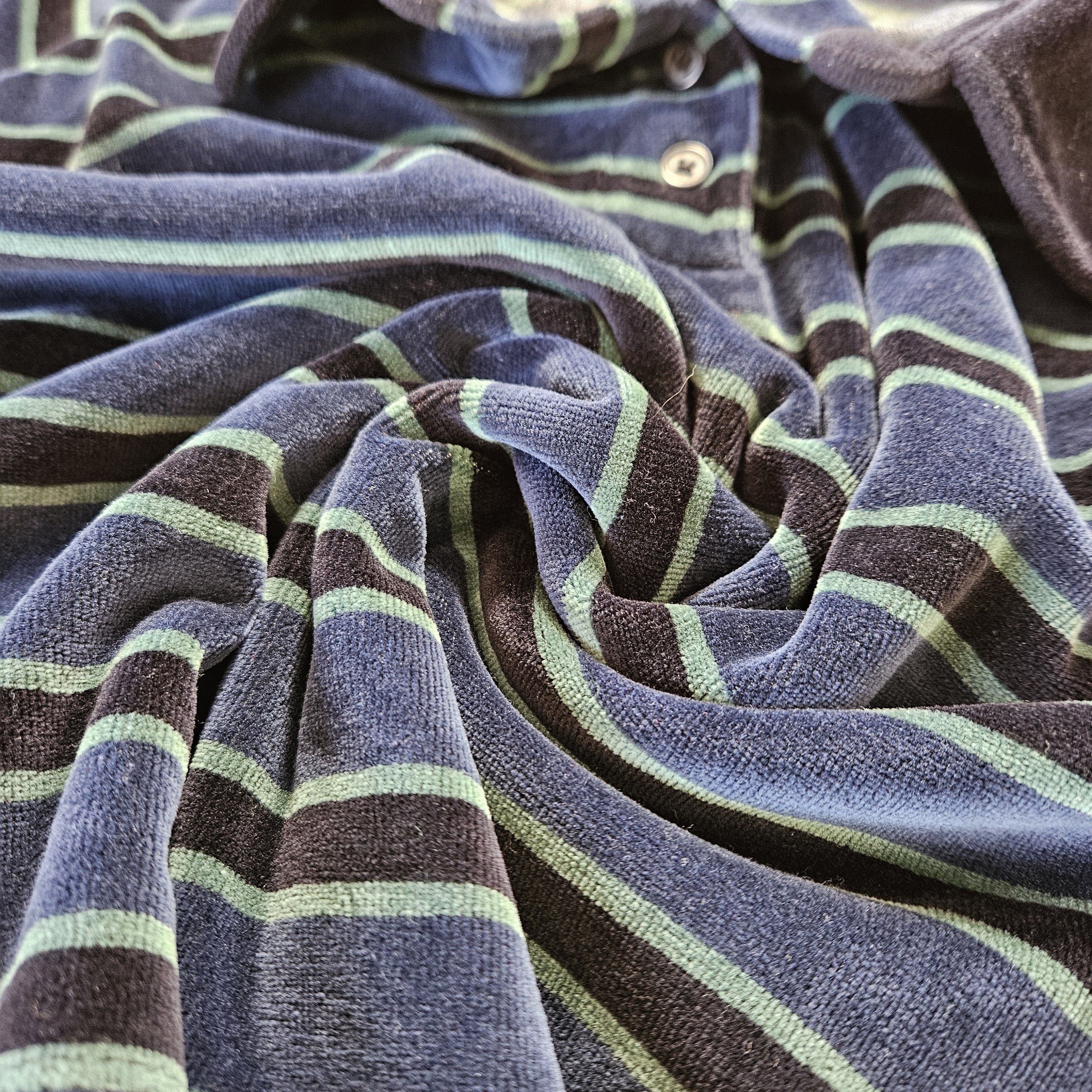 Levi's Levi's Size M Rugby Shirt Green Blue Cropped Velour Striped Size M / US 6-8 / IT 42-44 - 6 Thumbnail