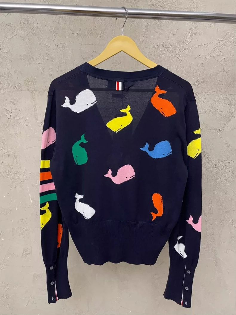 Thom Browne Thom Browne size1 Blue and green full color whale knit swea Size S / US 4 / IT 40 - 3 Thumbnail