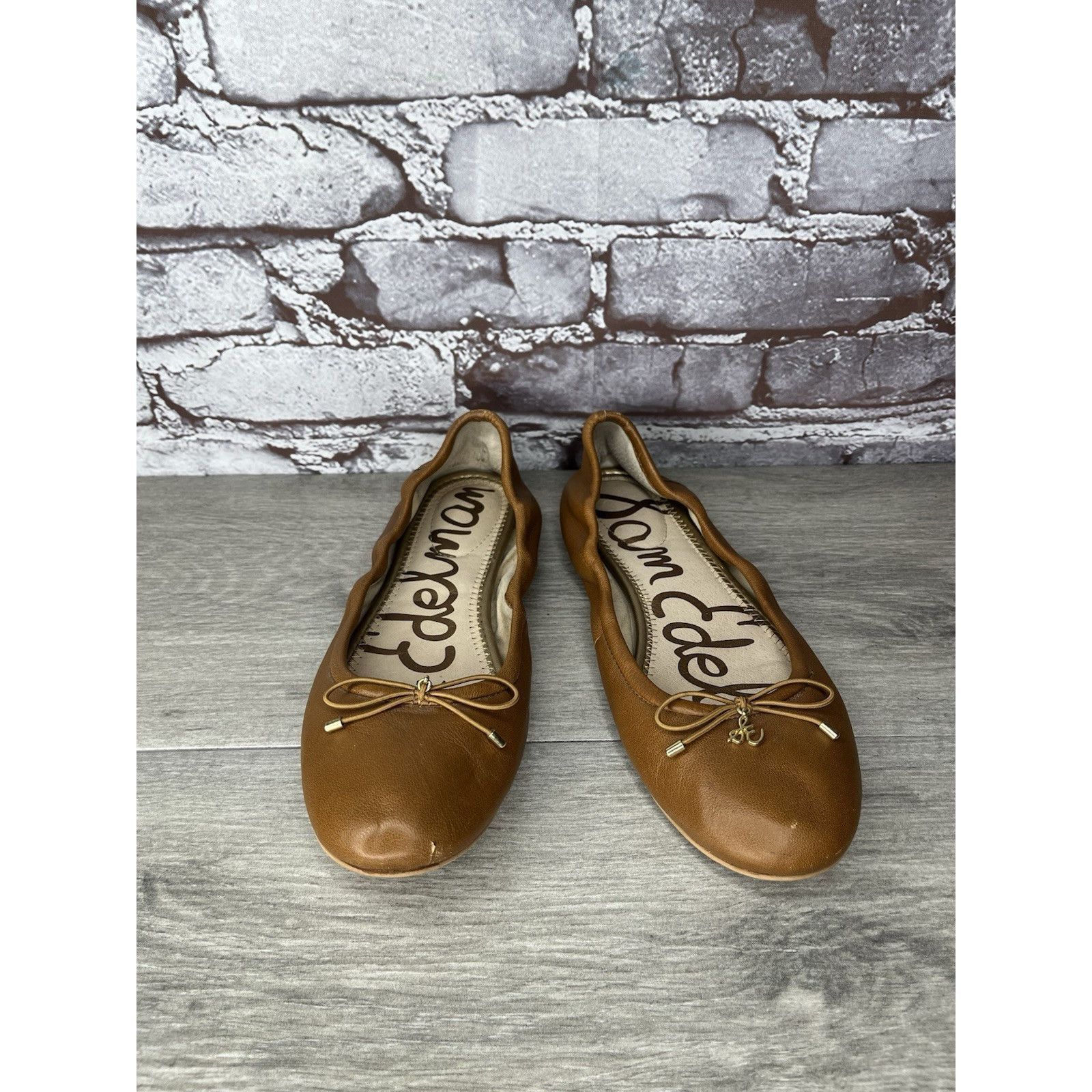 Sam Edelman Sam Edelman Felicia Brown Leather Bow Classic Ballet Flats W Size US 7.5 / IT 37.5 - 15 Thumbnail