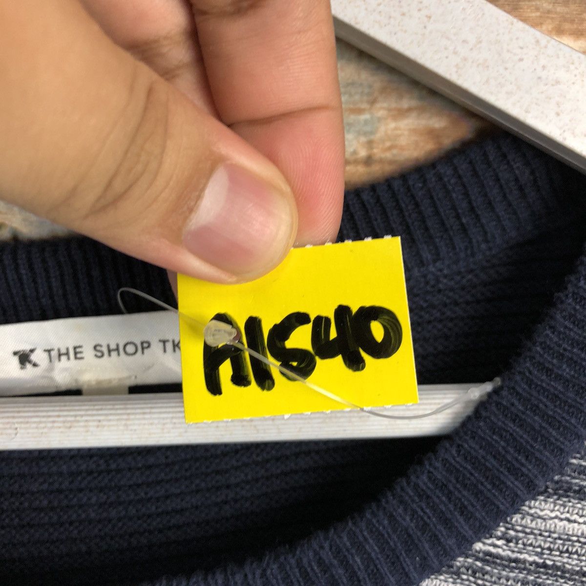 Homespun Knitwear × Japanese Brand The TK Shop Grey patchwork design Knitwear #A1540 Size US M / EU 48-50 / 2 - 10 Thumbnail