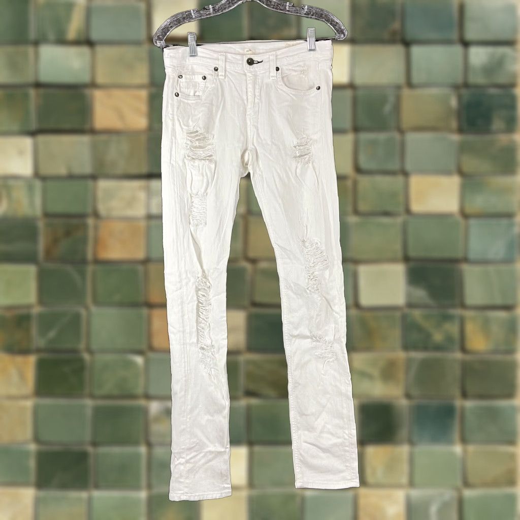Rag & Bone Rag & Bone Women's White Skinny Distressed Jeans Size 26 Size 26" / US 2 / IT 38 - 1 Thumbnail
