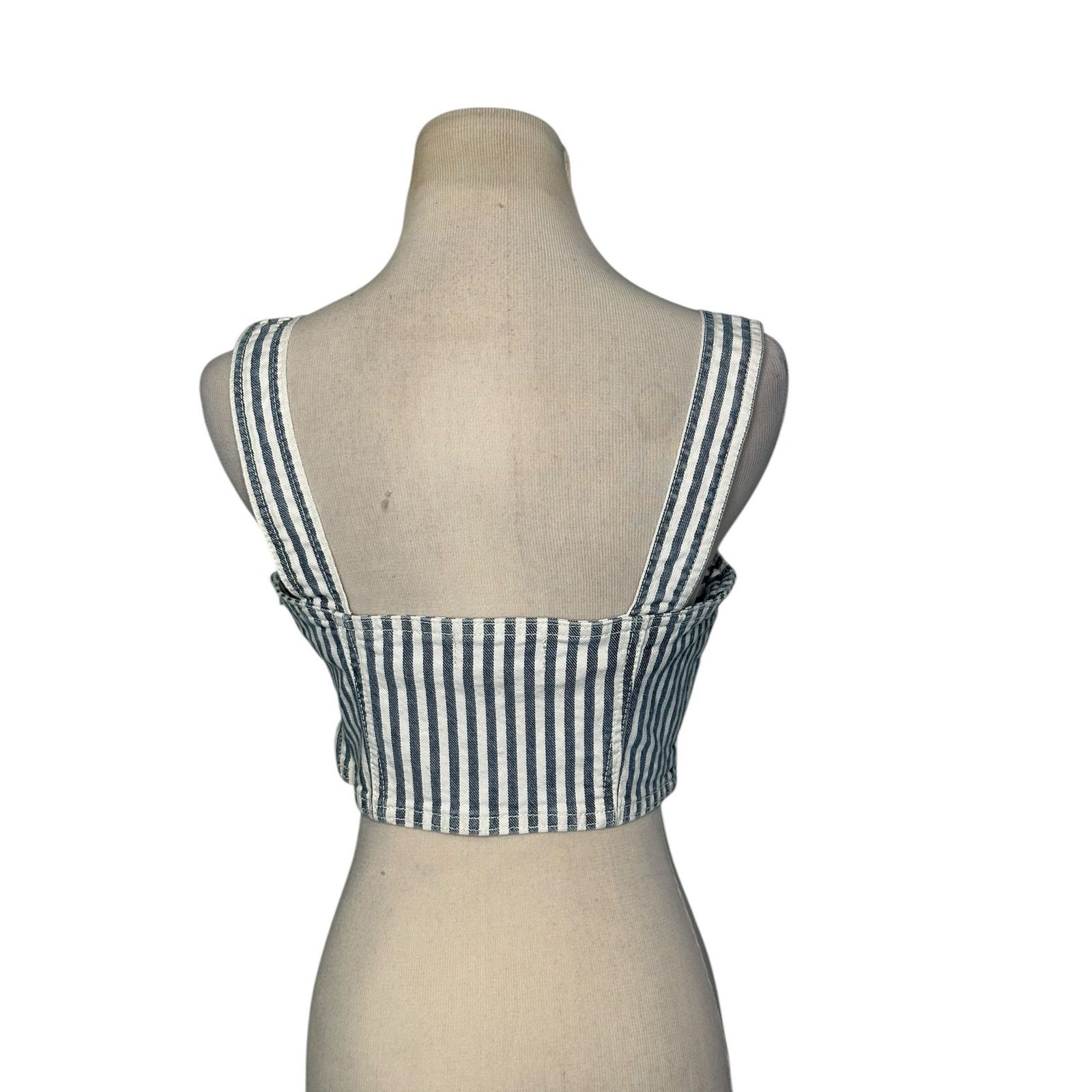 Zara Zara blue white denim strappy crop top size Small Size S / US 4 / IT 40 - 13 Thumbnail