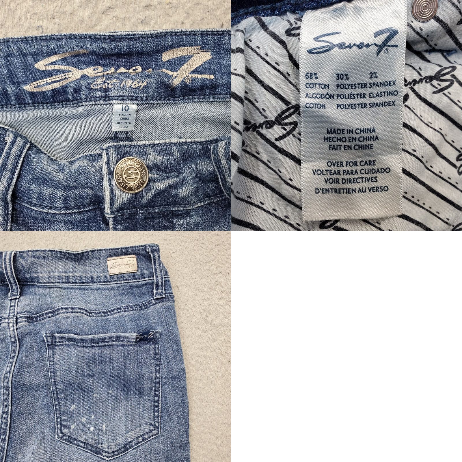 Vintage Seven7 Jeans Womens 10 Blue Denim Faded High Waisted Streetwear Grunge Raw Hem Jeans Womens Size 10 Blue Denim Streetwear Grunge Size 32" / US 10 / IT 46 - 8 Thumbnail