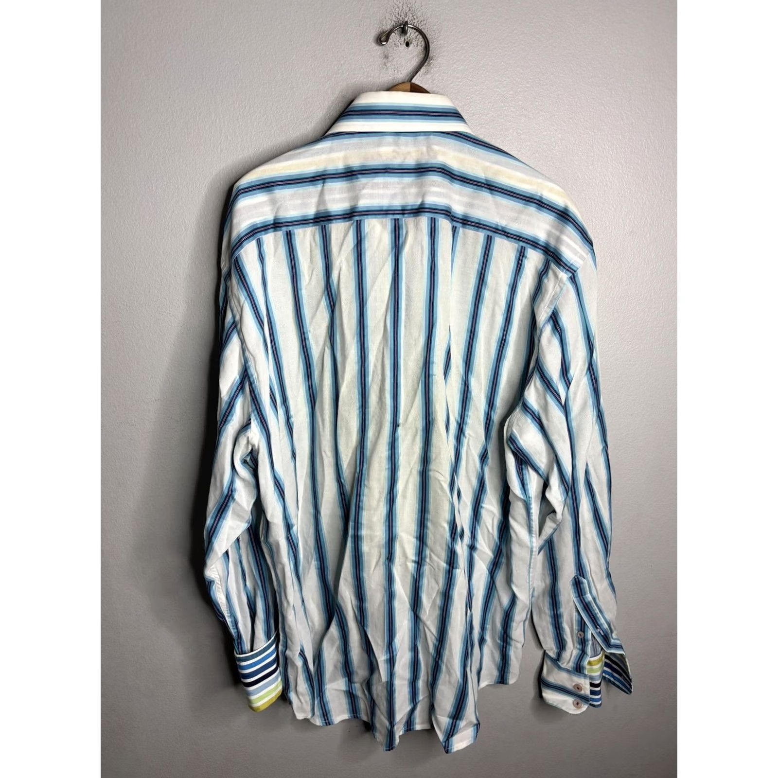 Robert Graham Robert Graham Shirt Mens Large Blue White Striped Button Up Long Sleeve Classic Size US L / EU 52-54 / 3 - 5 Thumbnail