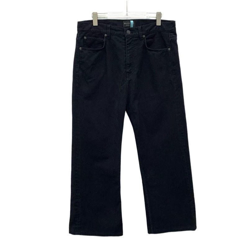 Balenciaga Black leather and cotton wide-leg casual denim