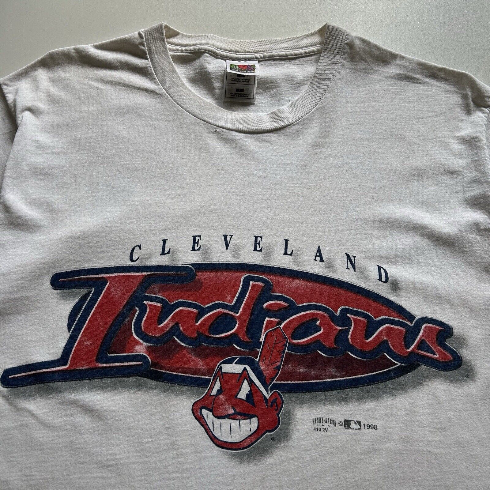 Fruit Of The Loom Vintage 90s Cleveland Indians MLB Graphic T Shirt Large Rare Size US L / EU 52-54 / 3 - 2 Thumbnail