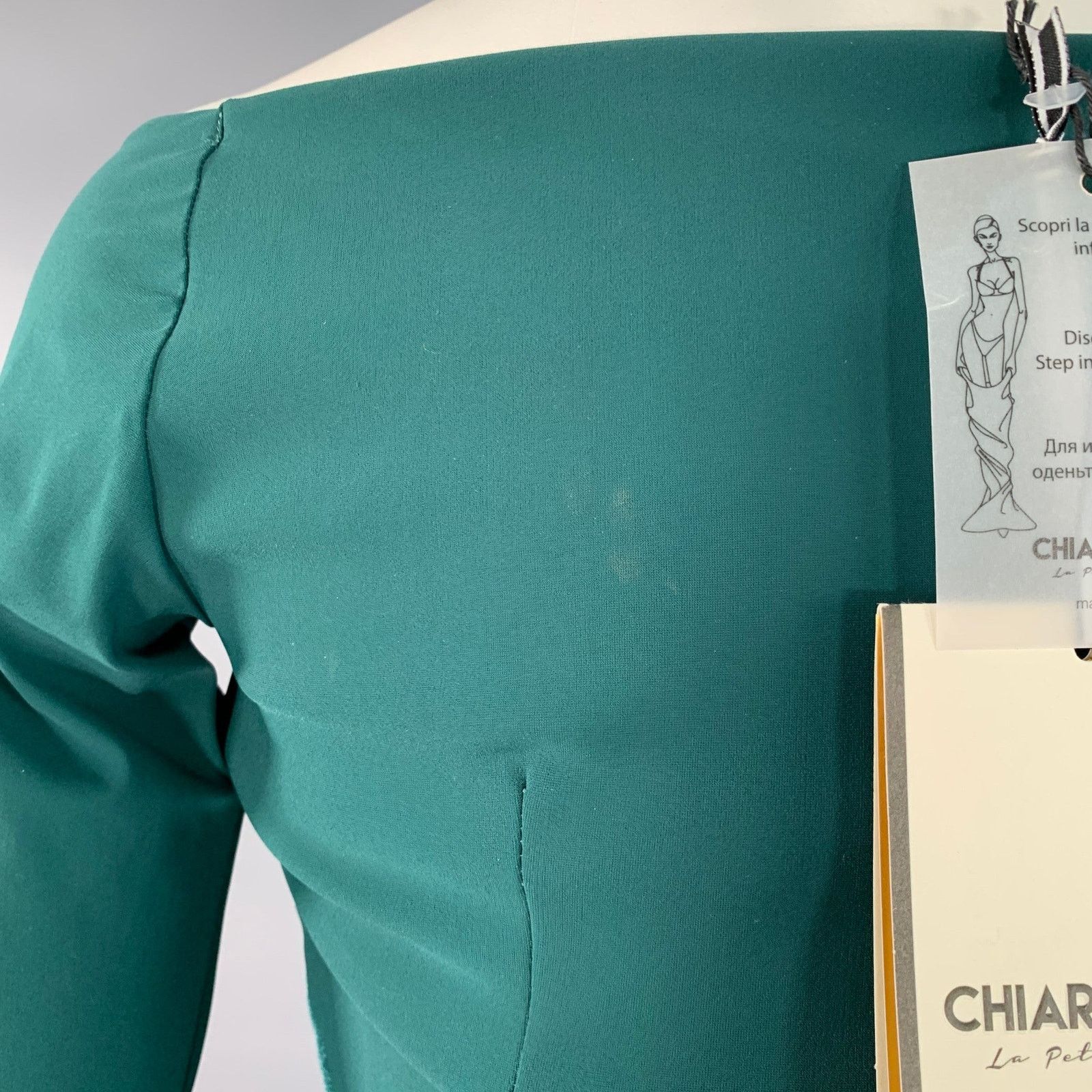 Chiara Boni Kaliska Green Velvet Polyamide Off Shoulder Fitted Dress Size XS / US 0-2 / IT 36-38 - 6 Thumbnail