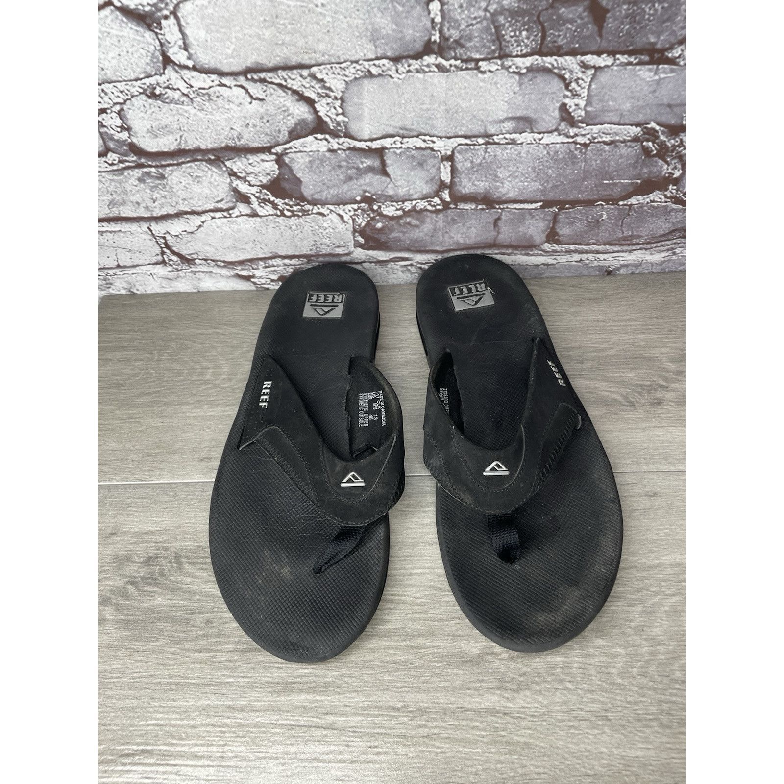 REEF Reef Black Synthetic Bottle Opener Foam Flip Flop Sandals Me Size US 13 / EU 46 - 17 Thumbnail