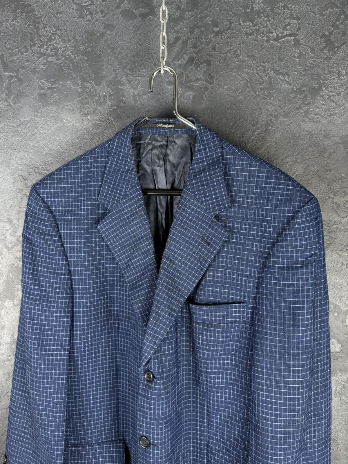 Yves Saint Laurent Yves Saint Laurent Vintage Mens Blue Coat Blazer Jacket Size 54R - 4 Thumbnail