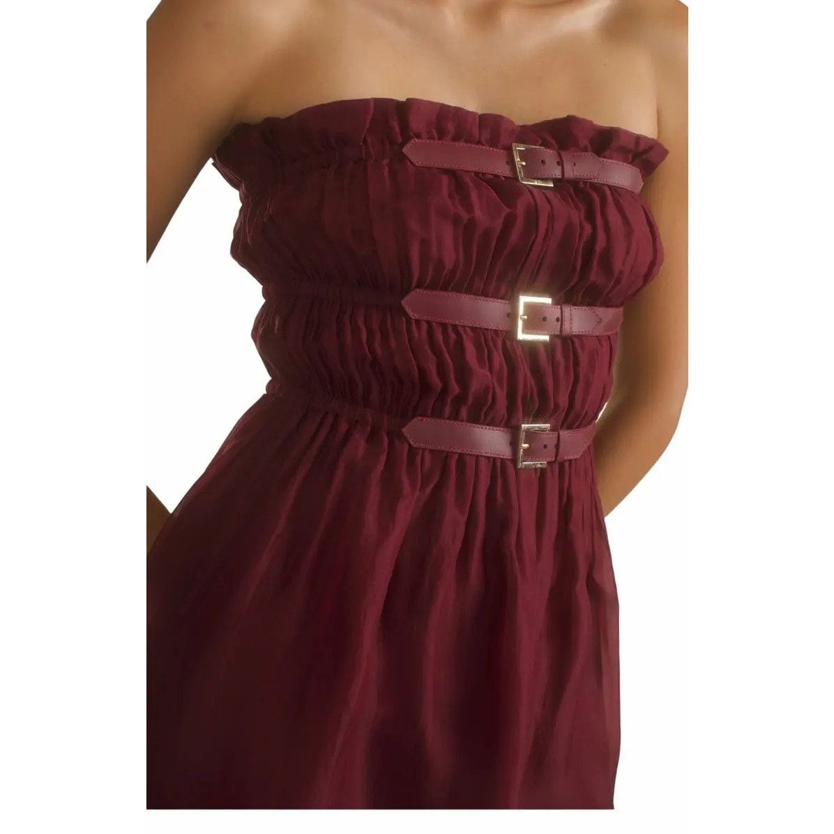 Cynthia Rowley Cynthia Rowley Buckle Up Silk Organza Dress burgundy size M Size M / US 6-8 / IT 42-44 - 2 Thumbnail