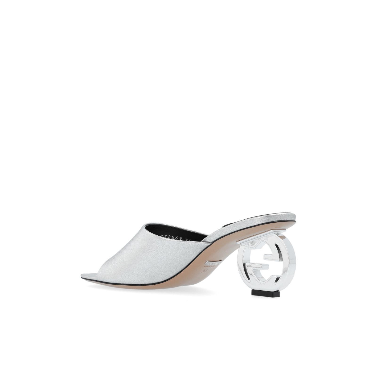 Gucci GUCCI Interlocking G Silver Leather 80mm Mules New & Authent Size US 6 / IT 36 - 2 Thumbnail
