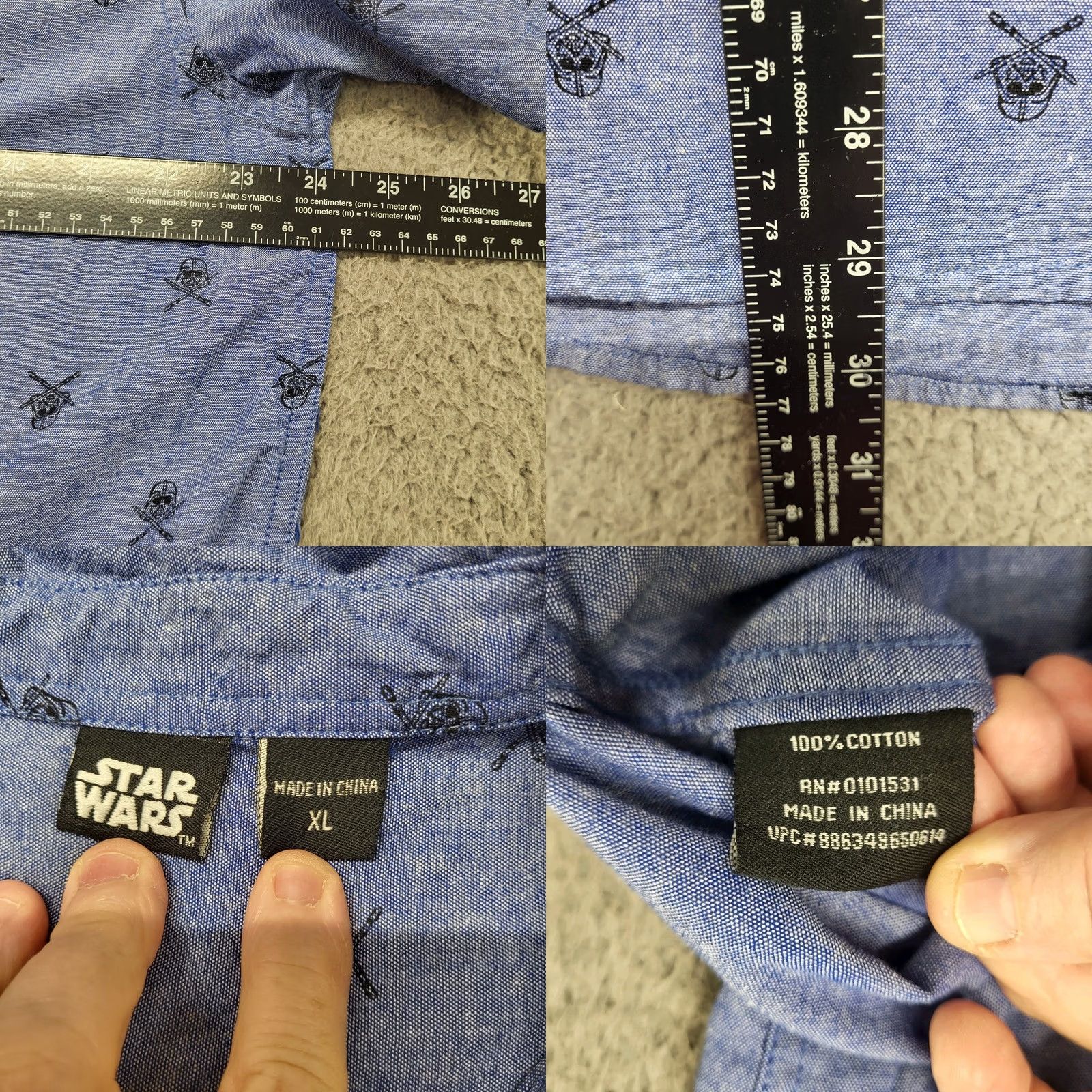 Star Wars VINTAGE Star Wars Shirt Mens XL Blue Button Up Darth Vader All Over Print Comicon Size US XL / EU 56 / 4 - 8 Thumbnail