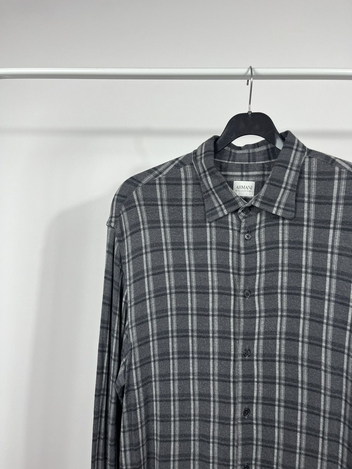 Armani Collezioni Armani Collezioni Gray Plaid Shirt Men’s L Long Sleeve Size US L / EU 52-54 / 3 - 3 Thumbnail