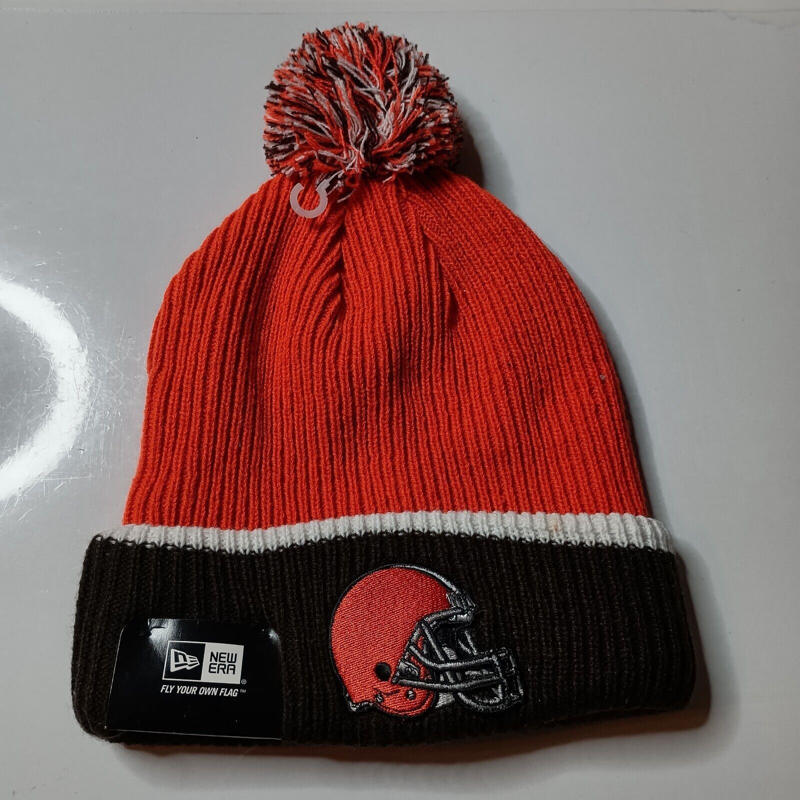 New Era Cleveland Browns Beanie Men's New Era Knit Pom Brown/Orange Size ONE SIZE - 1 Thumbnail