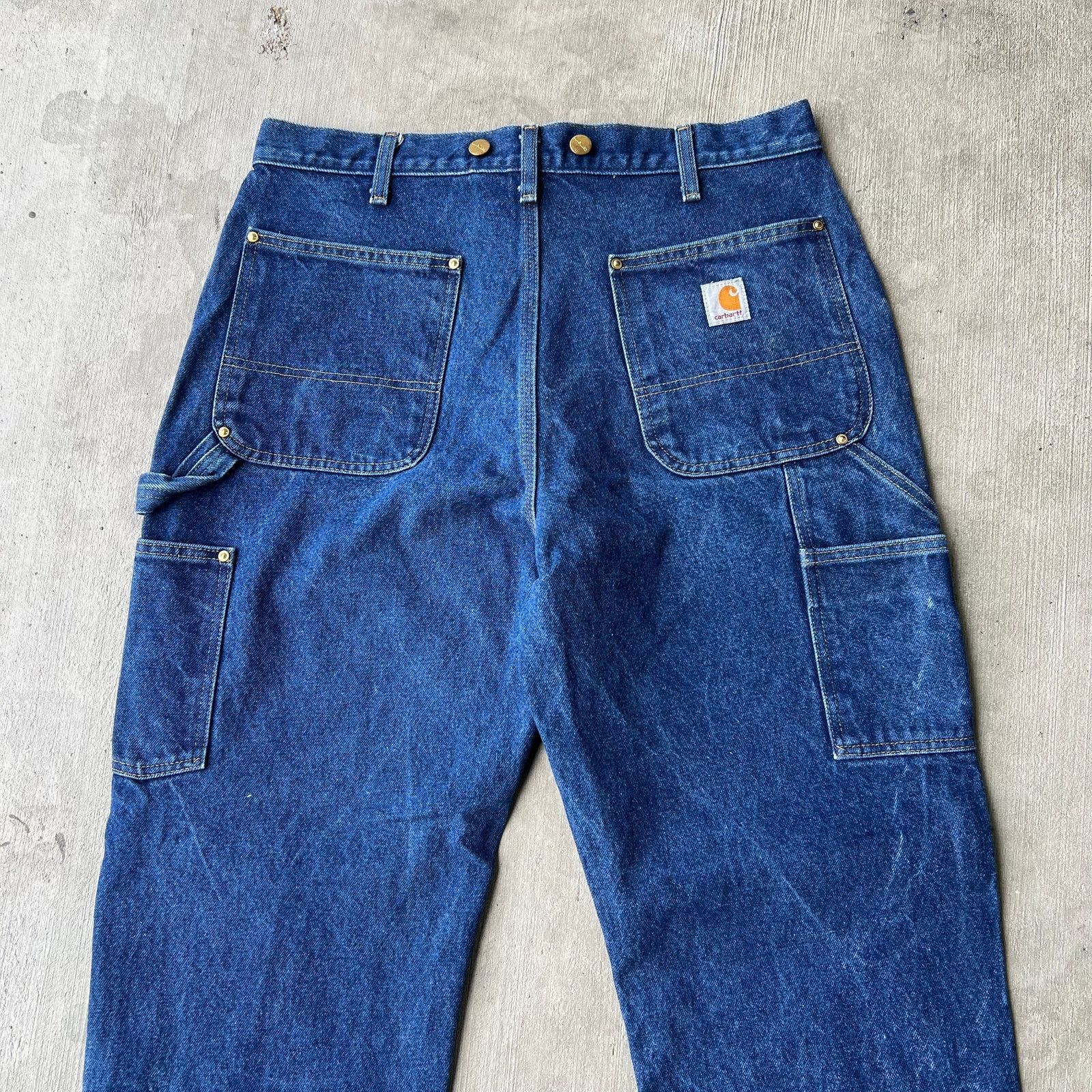 Carhartt × Vintage Carhartt B07 DNM denim blue jeans double knee work pants Size US 33 - 6 Thumbnail