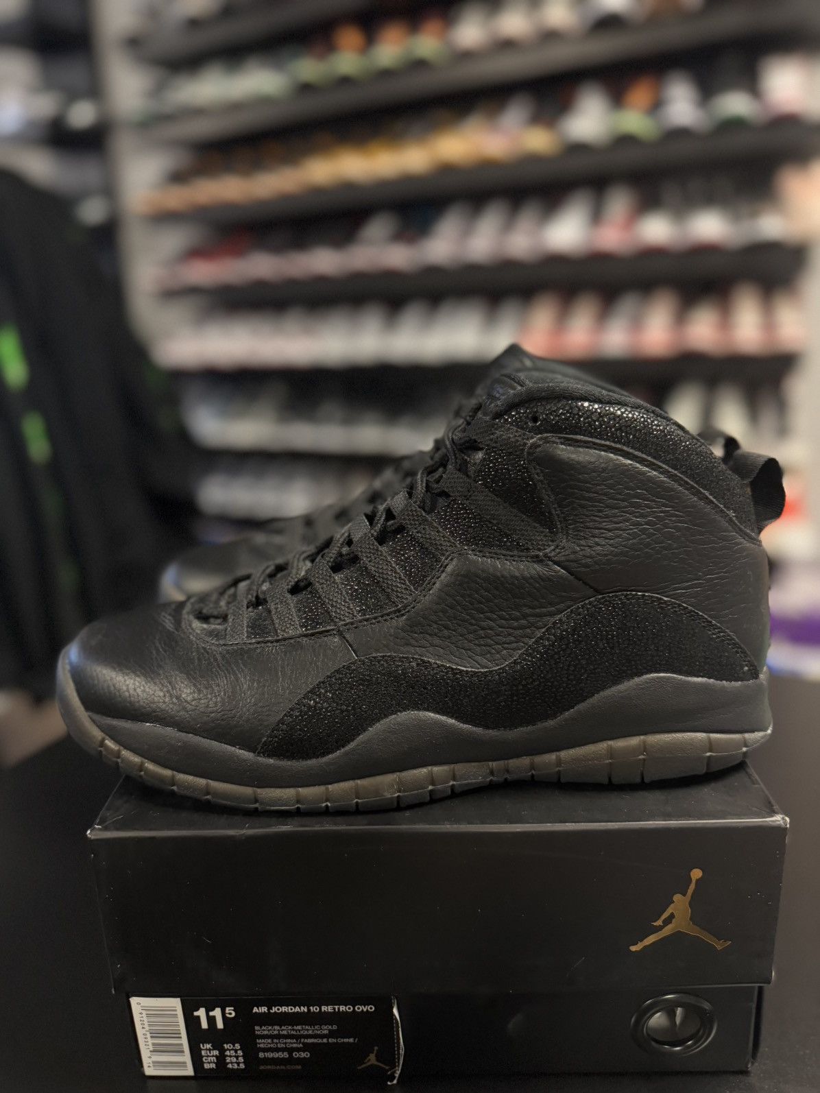 Jordan Brand × Nike Jordan 10 Drake OVO Black Size 11.5 🧼 W BOX Size US 11.5 / EU 44-45 - 3 Thumbnail