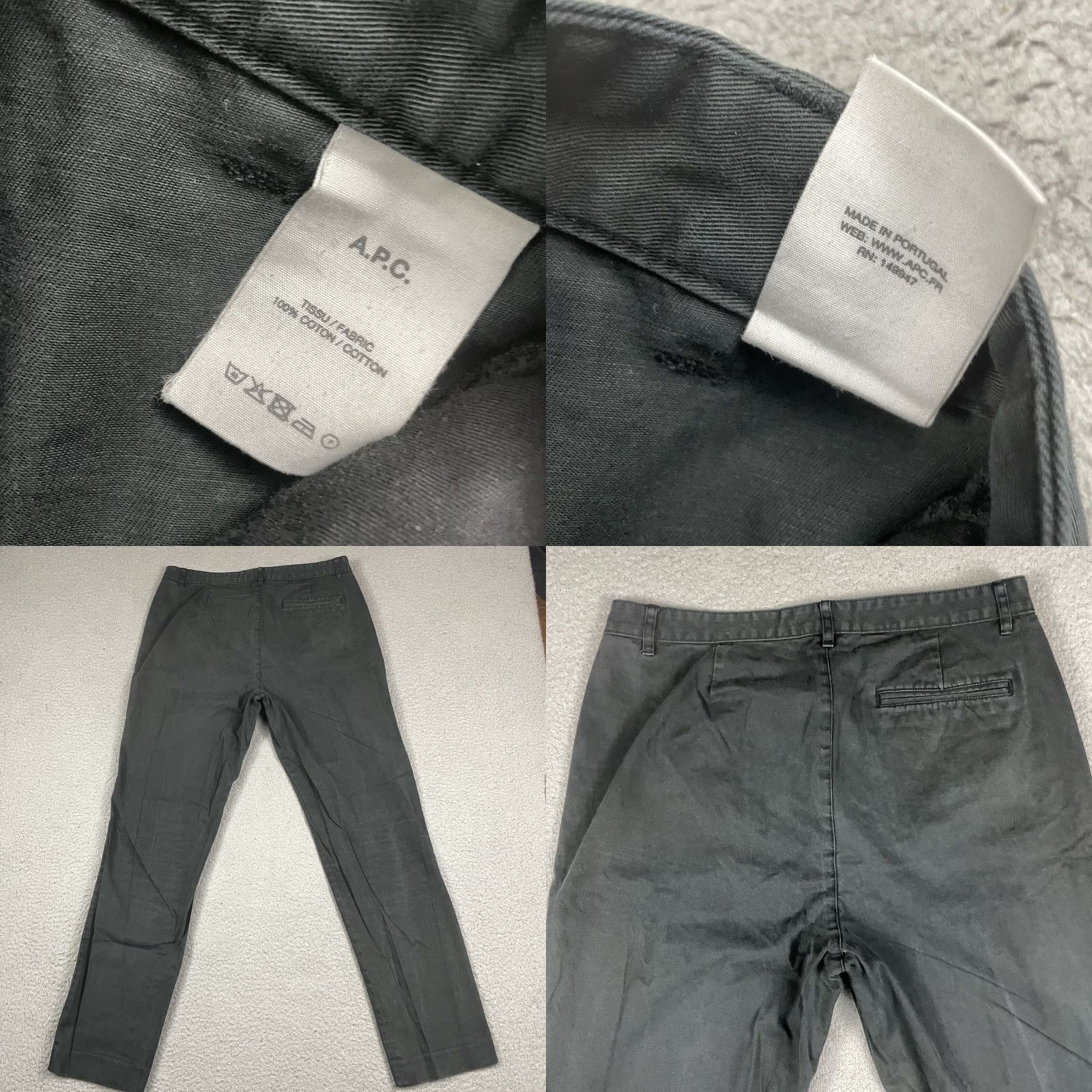 A.P.C. A.P.C. Pants Mens Black 32 Straight Leg Cotton Distressed Casual Designer Vintage Purchase Size US 32 / EU 48 - 8 Thumbnail