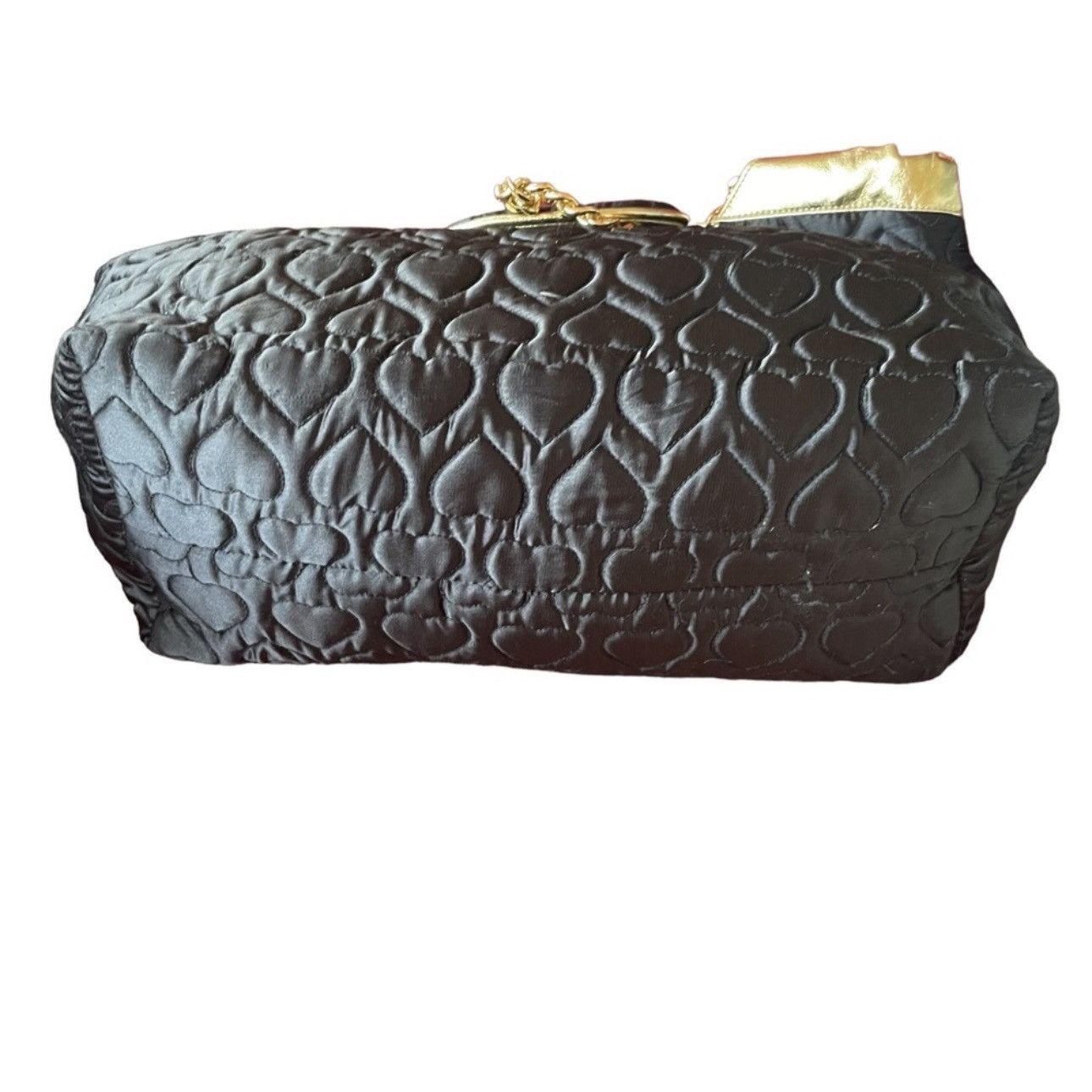 Betsey Johnson Betseyville black heart satin quilted chain strap bag Size ONE SIZE - 6 Thumbnail