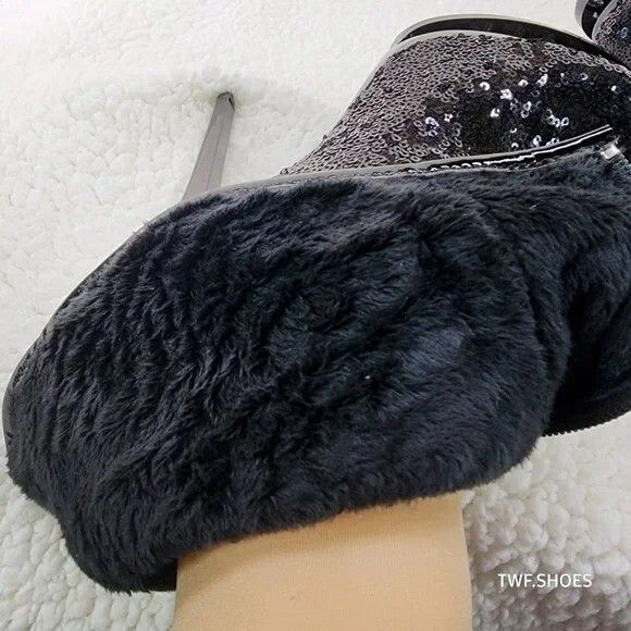 Other Blondie 1009 Black Sequin Slim Stiletto High Heel Platform S Size US 10 / IT 40 - 5 Thumbnail