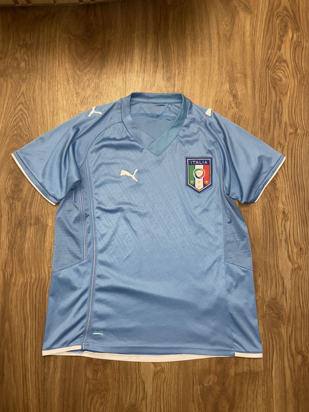 Pre-owned Soccer Jersey X Vintage Drill Soccer Football Jersey National Team Italy Shirt In Blue