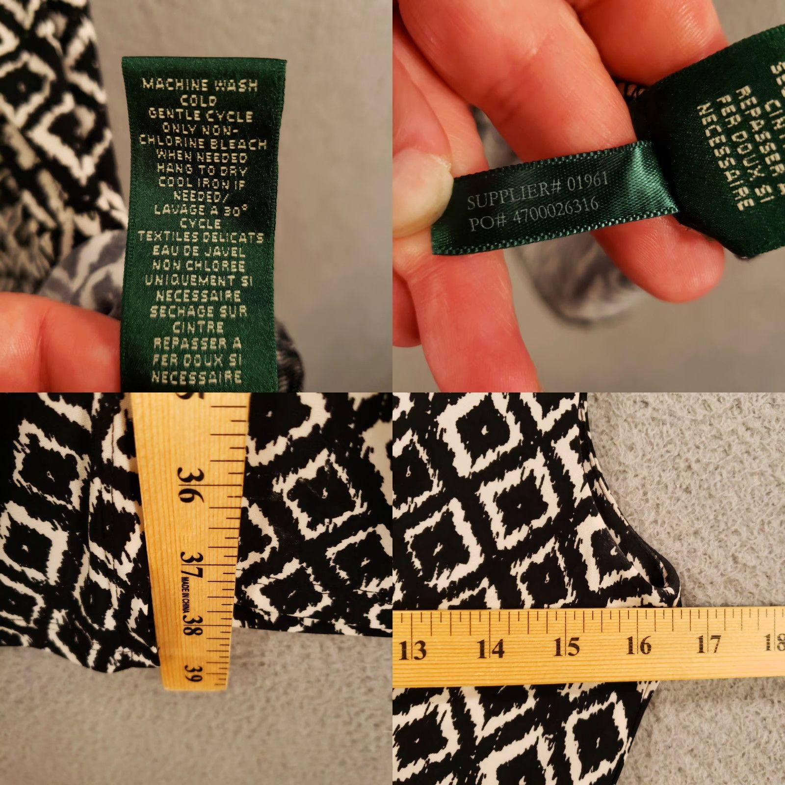Ralph Lauren Ralph Lauren Dress Womens Size 6 Black White Geometric Ruched Side Slit V-Neck Midi Sheath Bodycon Size M / US 6-8 / IT 42-44 - 8 Thumbnail