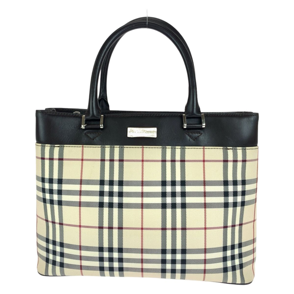 Burberry Burberry Burberry Checkered Canvas/Leather Tote Bag Canvas Tote Bag in Very Good Condition Size ONE SIZE - 1 Thumbnail