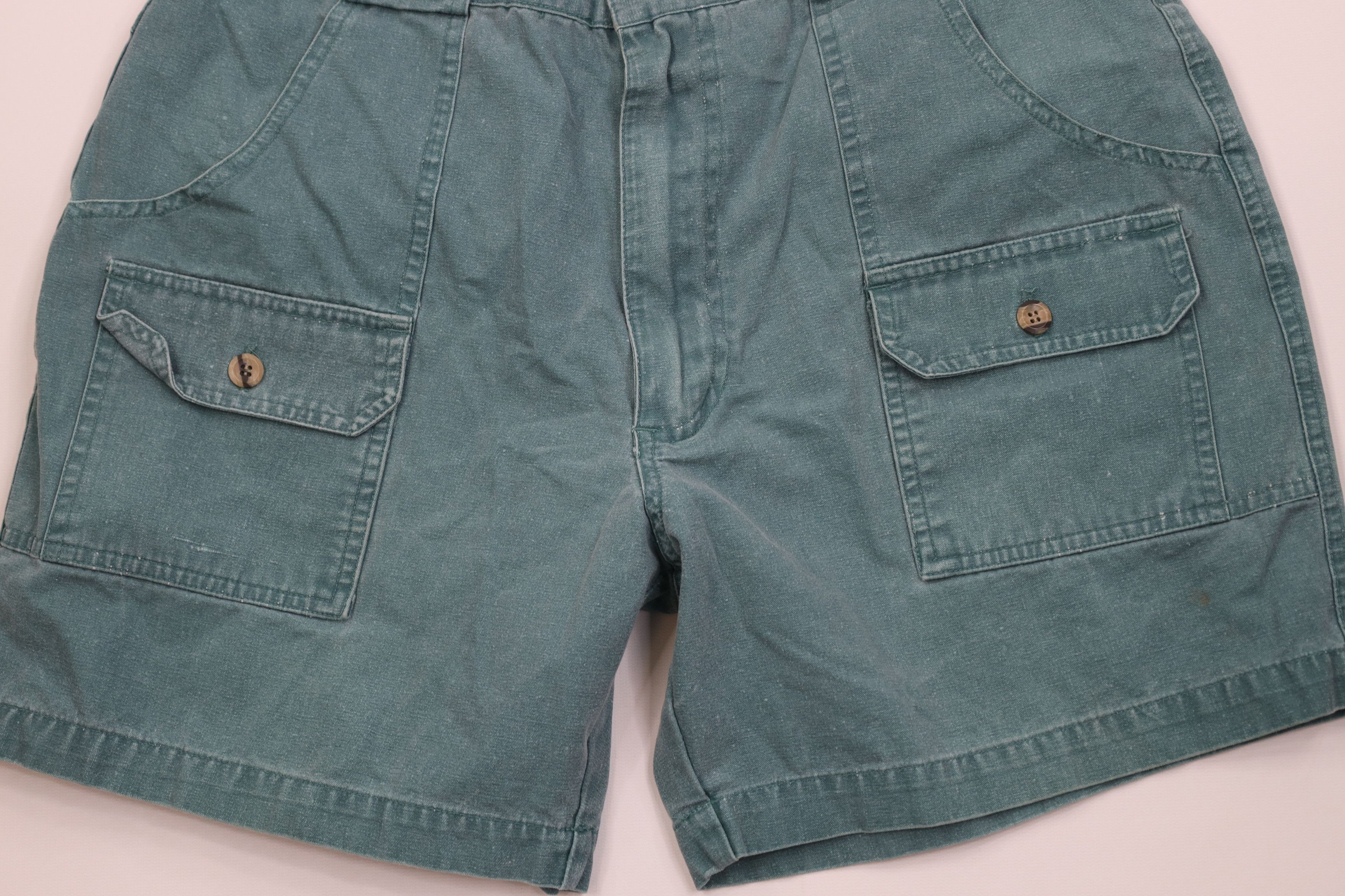 Vintage Vintage 90s Streetwear Above Knee Cargo Shorts Green Size US 34 / EU 50 - 3 Thumbnail