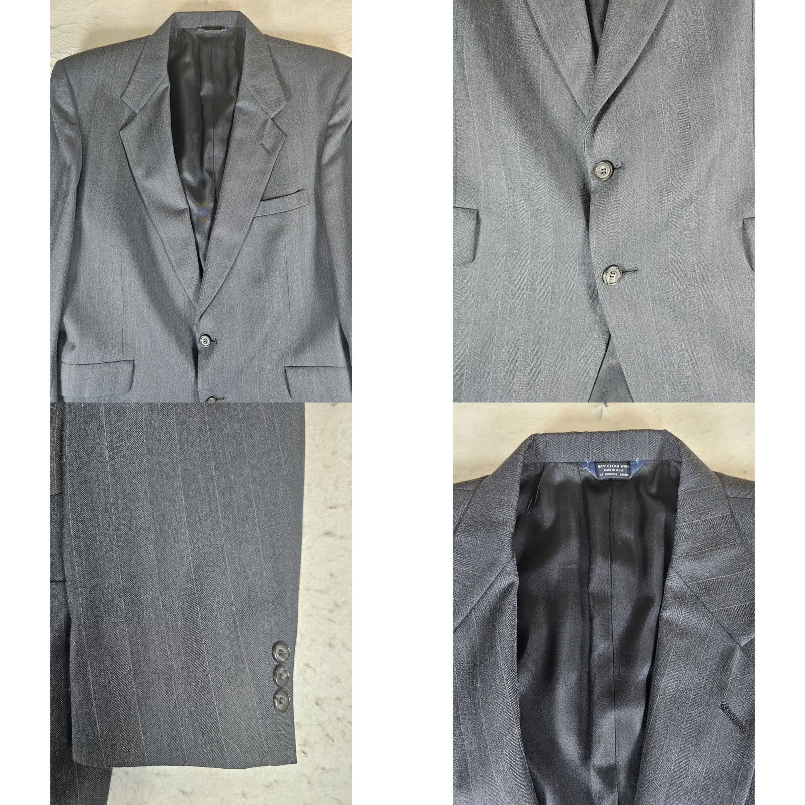 Vintage VINTAGE Sterling & Hunt 2 Piece Suit Dark Gray Mens Size 42L 38x32 Wool 100% Made in USA Size 42R - 9 Thumbnail