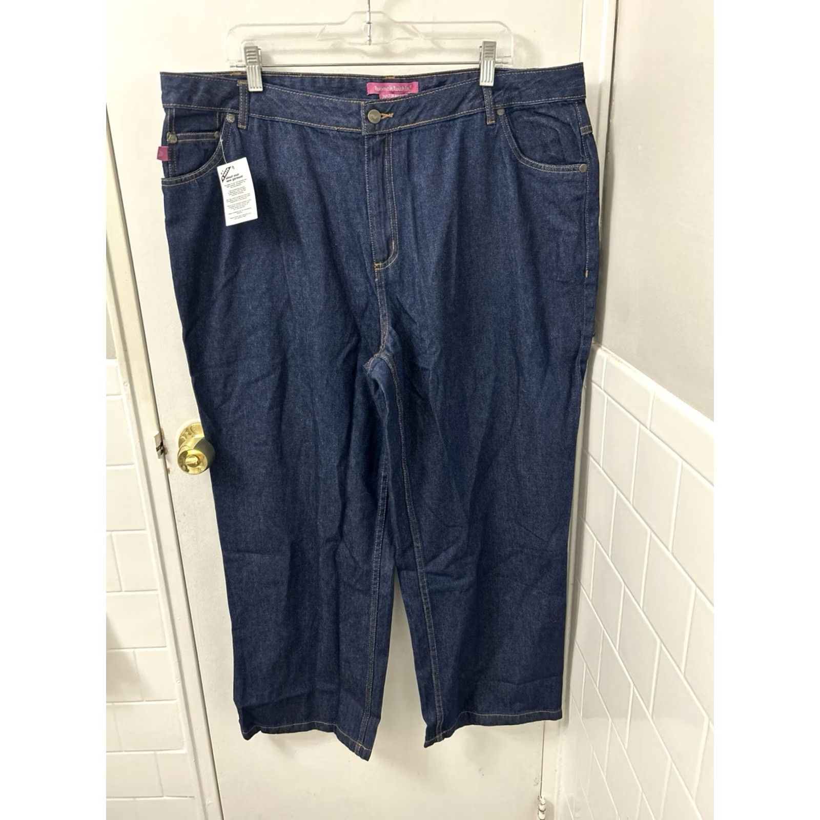 Vintage Woman Within Jeans Womens 20x28 Dark Wash Natural Fit Straight Leg Denim NWT Size 42" / US 20 - 2 Thumbnail