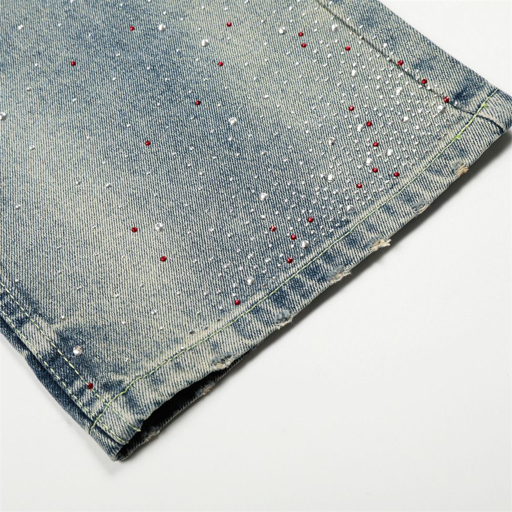 Jean Men's loose-fitting wide-leg distressed washed jeans Size US 32 / EU 48 - 6 Thumbnail