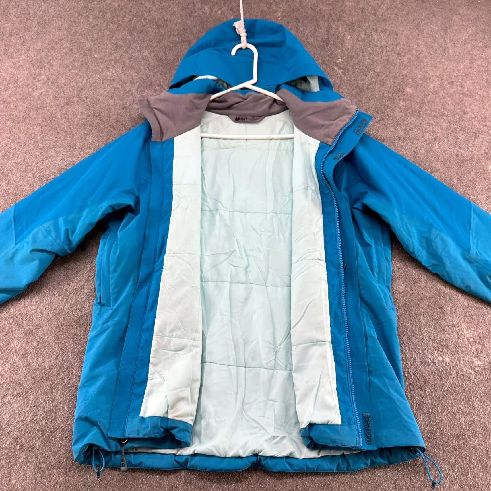 Vintage REI Womens XL Blue Hooded Windbreaker Shell Jacket Zip Full Zip Casual Outdoor Weatherproof Size XL / US 12-14 / IT 48-50 - 3 Thumbnail