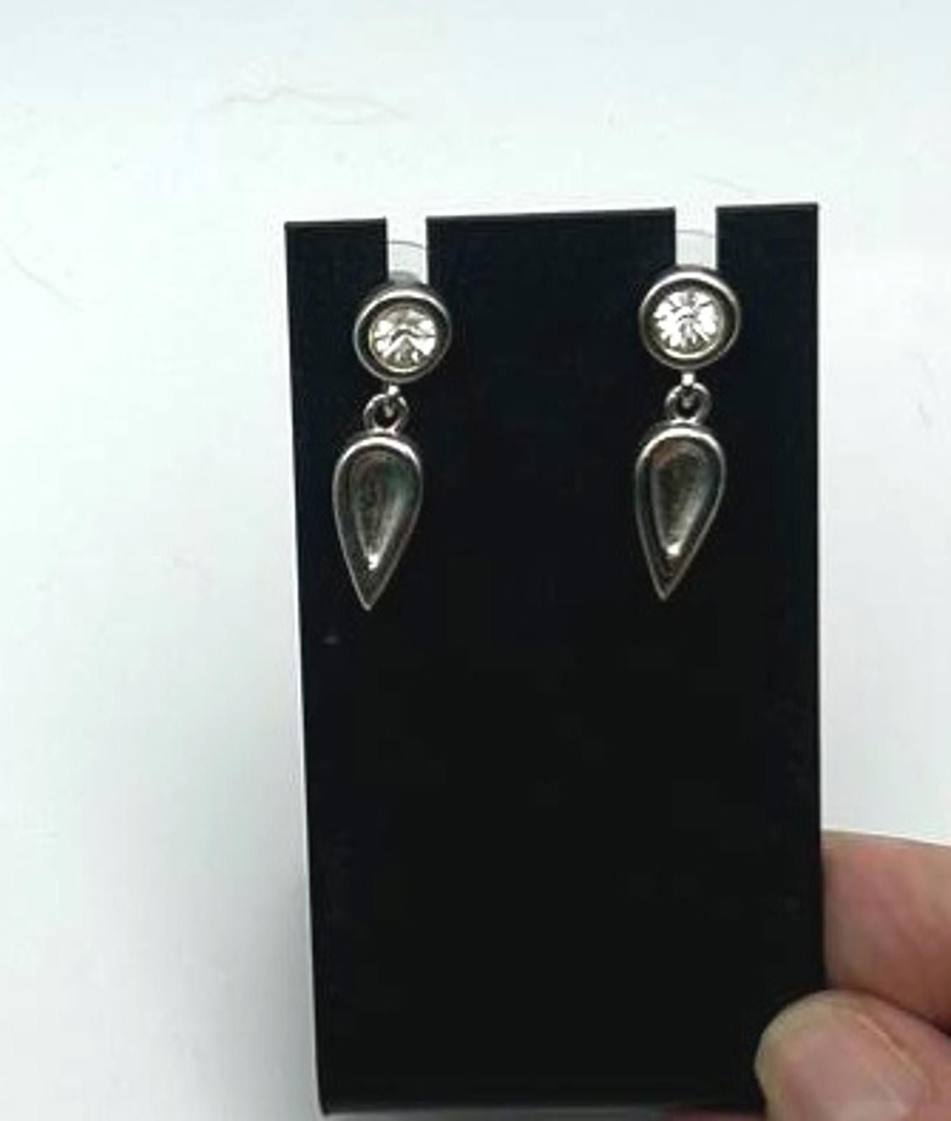 Designer Vintage Silver Tone Earrings – Minimalist Drop Jewelry Size ONE SIZE - 4 Thumbnail