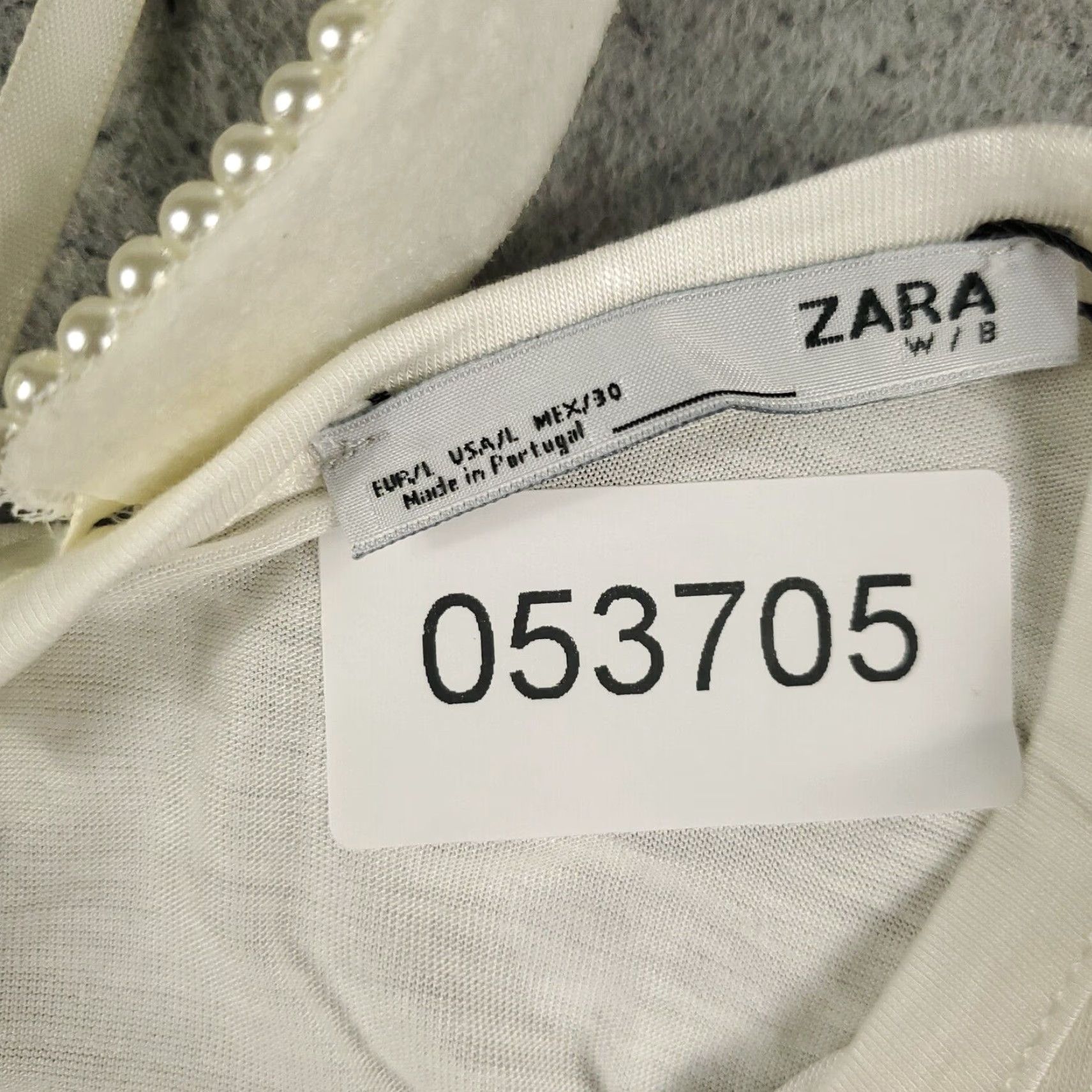 Zara Zara Women's T-Shirt Size Large Ivory Short Sleeve Crew Neck Casual Logo Size L / US 10 / IT 46 - 6 Thumbnail