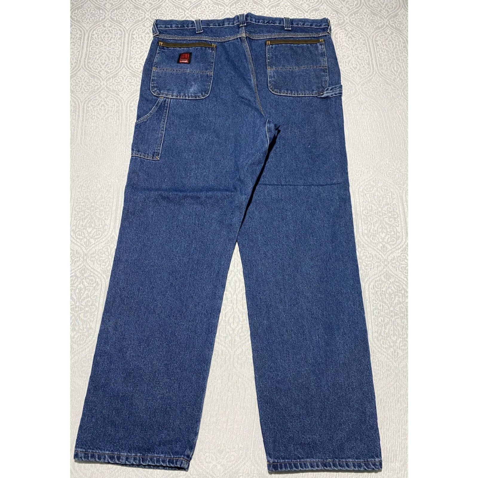 Wrangler VINTAGE Wrangler RIGGS Workwear Jeans Men’s 40x34 Blue Straight Leg Carpenter Denim 5-Pocket Cargo Pocket Hammer Loop Mens Size US 40 / EU 56 - 2 Thumbnail