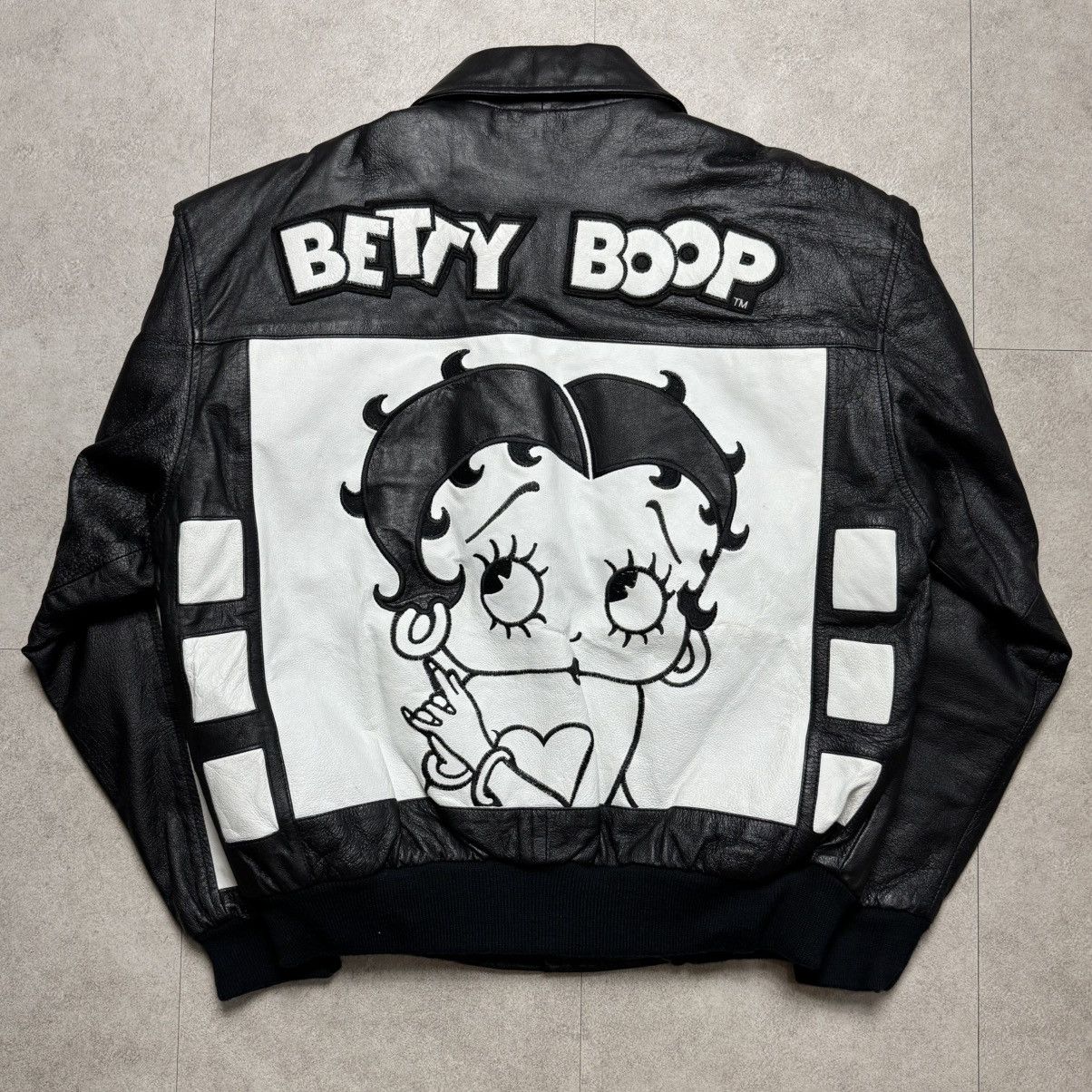 Vintage American Toons Betty Boop Leather Bomber Varsity Jacket Size US M / EU 48-50 / 2 - 2 Thumbnail